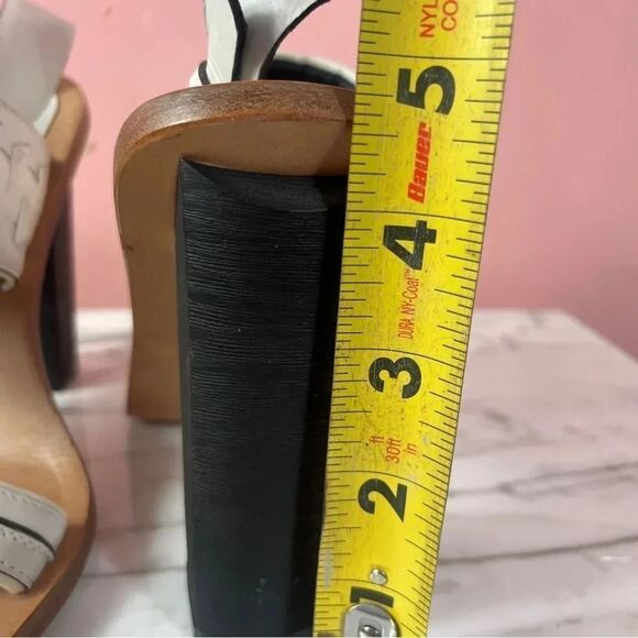 L.A.M.B Women’s Valiant Heeled Sandals Leather White Black 7.5 5” Heel - Picture 12 of 12